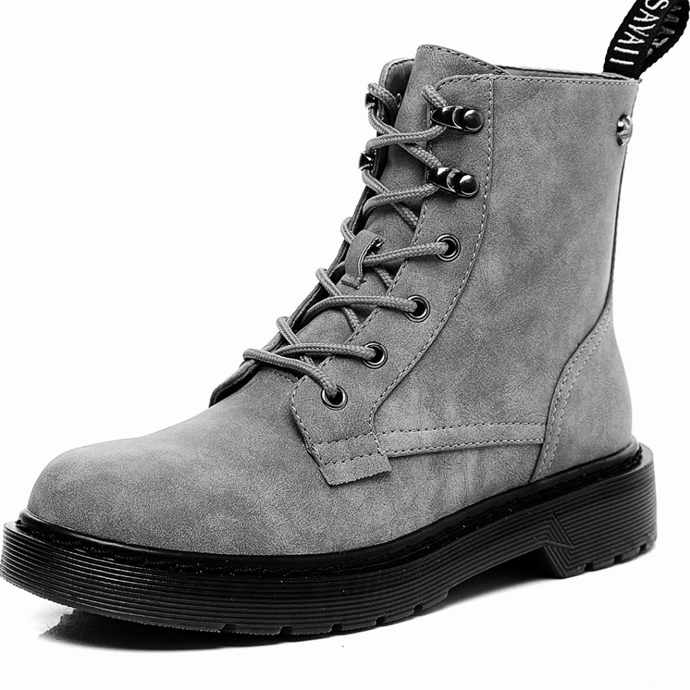 Gray Combat Ankle Boots, Sz 9.5